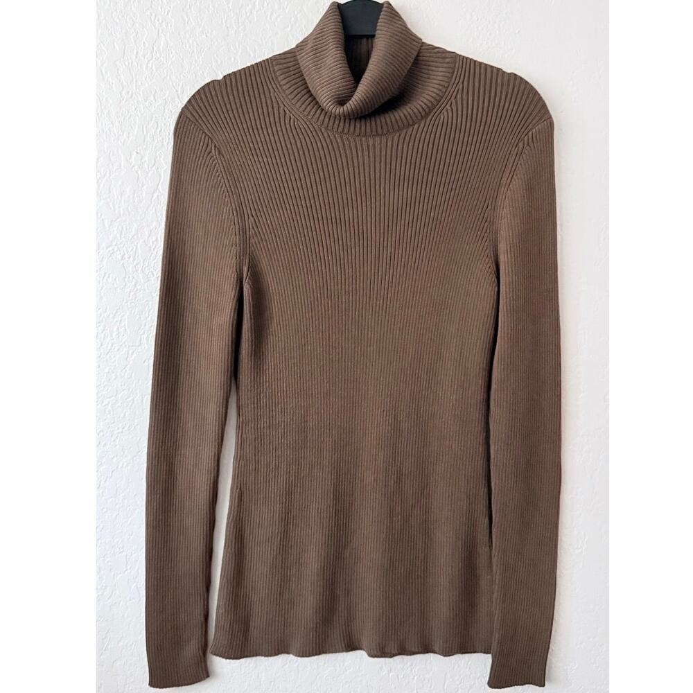 Peruvian Connection Women's Classic Ribbed Turtle Neck Long Sleeve Pima Cotton L